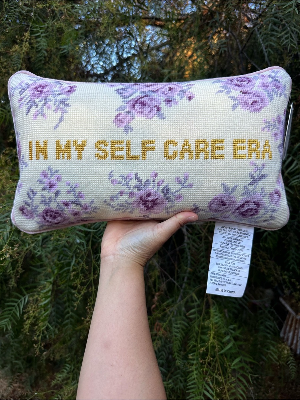In My Self Care Era - Needlepoint Decorative Accent Pillow NWT